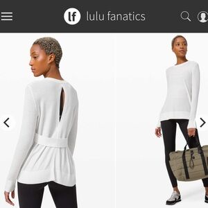 Lululemon Sincerely Yours Sweater Sz 8 White Cashmere Cashlu Keyhole Back 996